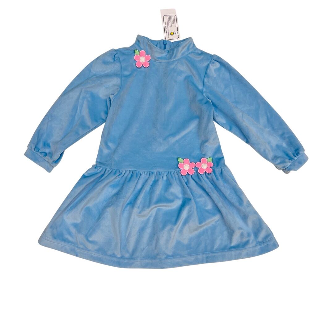 NWT Florence Eiseman 18M Velour Dress with Flowers in Blue